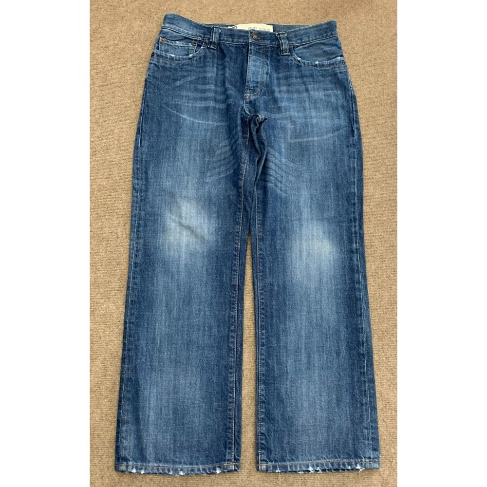 Vintage Gap Jeans Mens 33x30 Button Fly Straight Loose Flap Pocket Whisker Denim